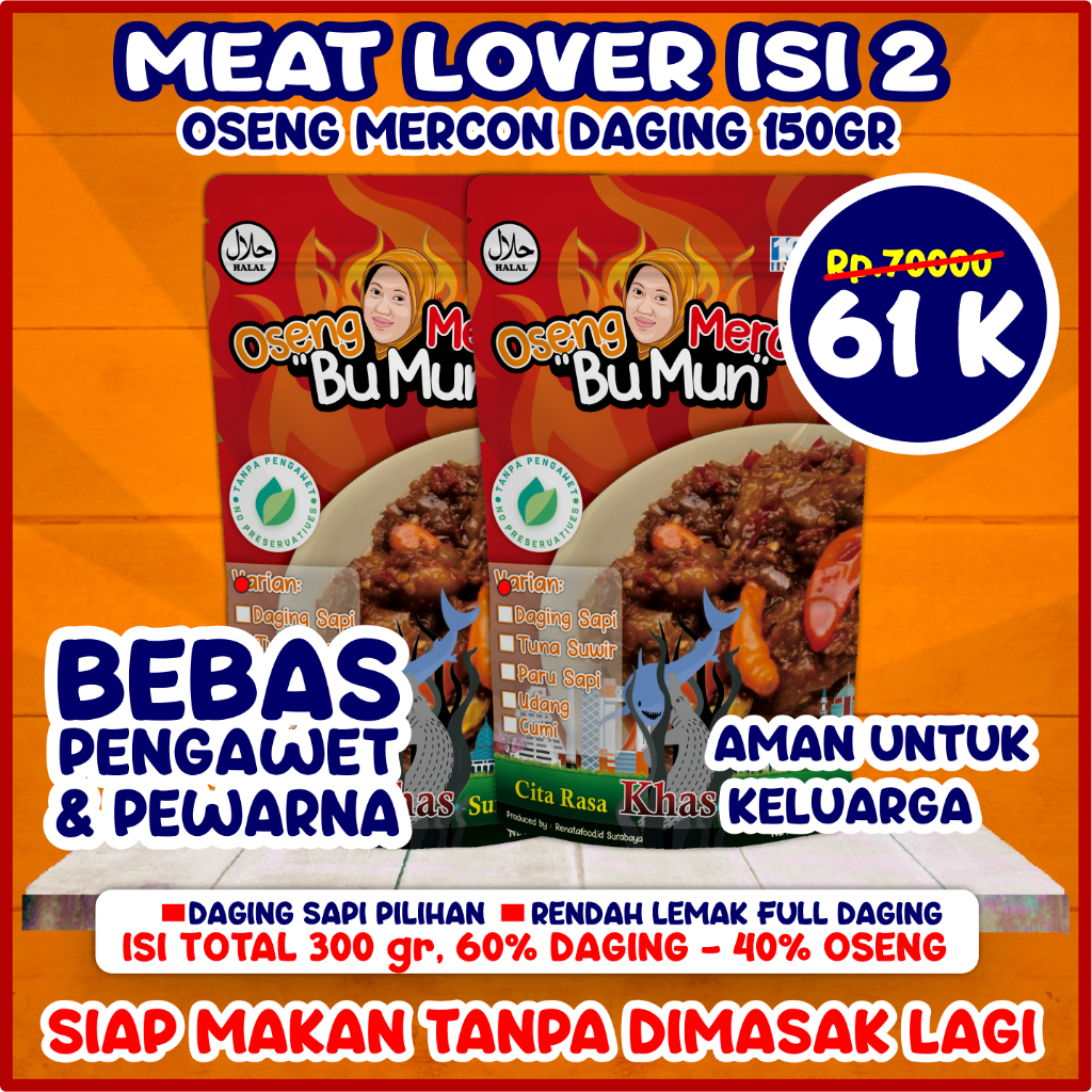 

PAKET MEAT LOVER ISI 2 // OSENG MERCON DAGING 150GR ISI 2