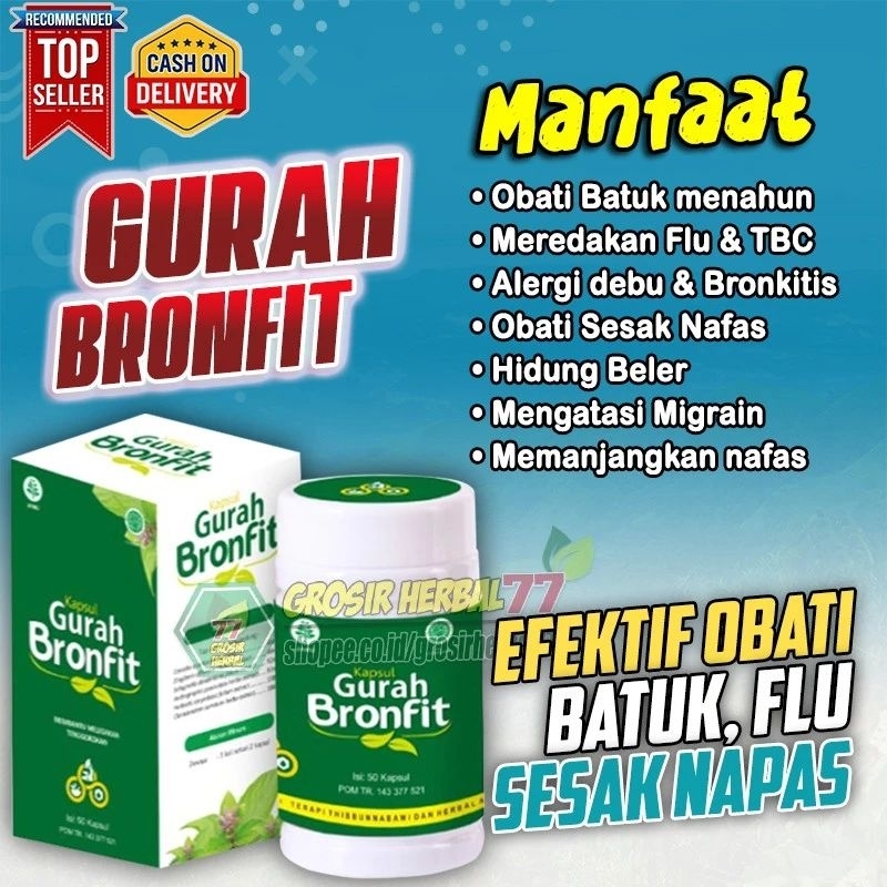Original.... Kapsul Gurah Bronfit Naturafit Herbal Melegakan Tenggorokan Isi 50 dan 30 Kapsul Kemasa