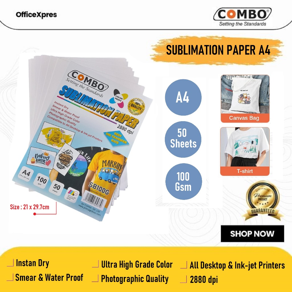

Kertas Sublim A4 / Sublimation Paper A4 / Kertas Sablon / Colour Transfer Paper / Sublim Paper / Kertas Sublimasi