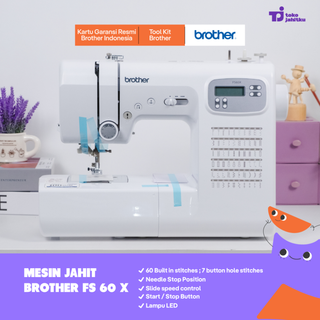 Mesin Jahit Portable Digital Brother FS60x | Brother FS-60x | Mesin Jahit Multifungsi Digital Comput