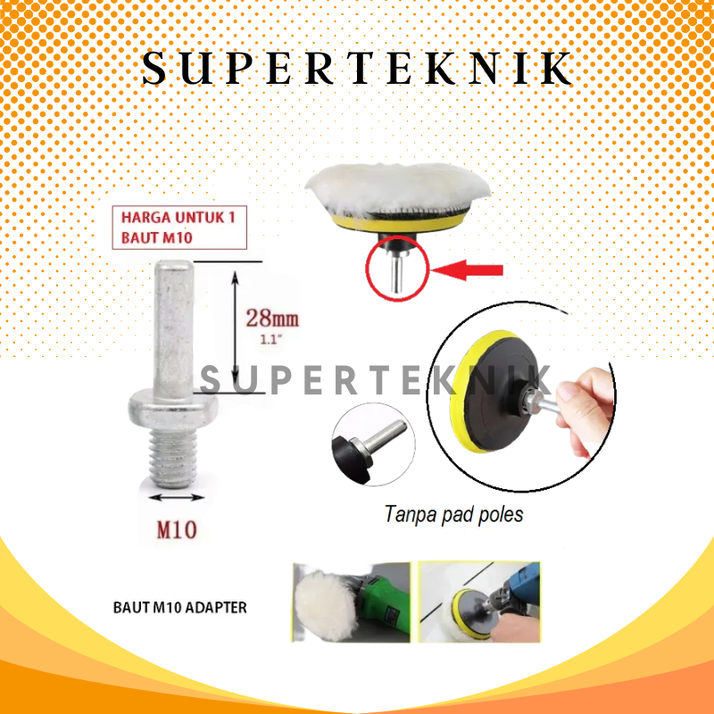 Baut Adapter Konektor M10 Adaptor Mesin Bor ke Poles Polisher Gergaji