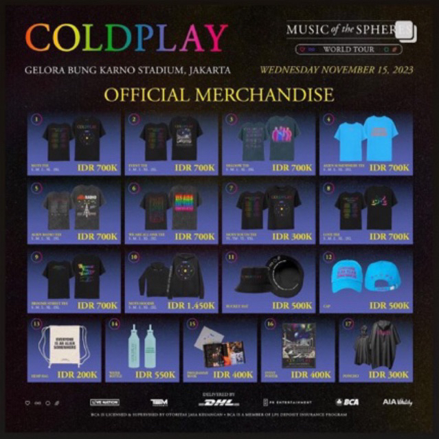 JASTIP OFFICIAL MERCHANDISE COLDPLAY