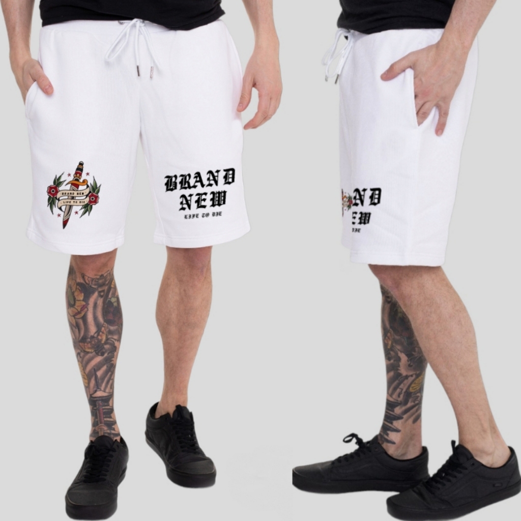 Boxer Pria Putih Celana Pendek Boardshort Short Pants Premium Distro Bahan Fleece Tebal Sablon