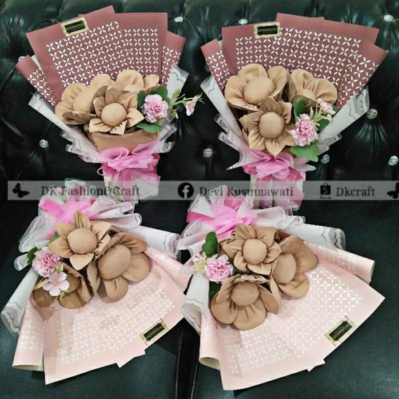 Buket Jilbab Segiempat Bentuk Bunga Azara Polos dan Motif