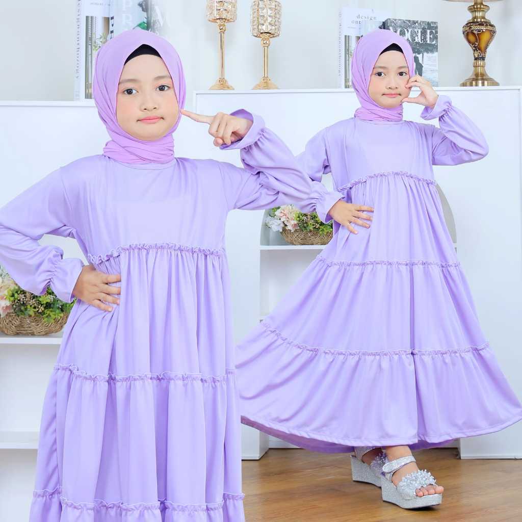 Gamis Aisyah - Ungu Lilac - Gamis Anak Perempuan Gamis Anak Warna Unicon Ungu Lilac Lovely 1-12 Tahu
