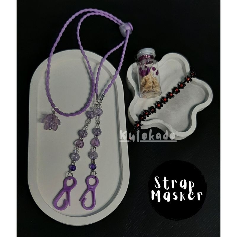 Strap masker/konektor masker hijab 2in1/tali masker hijab manik-manik