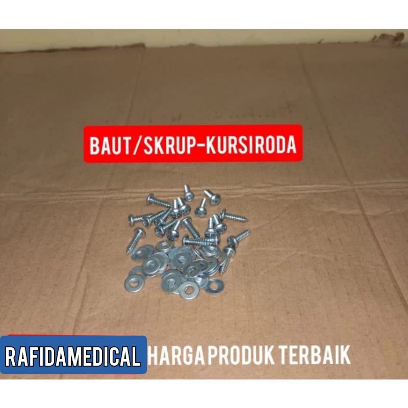 Baut + Ring Kursi Roda / Skrup Jok Kursi Roda 20 sett