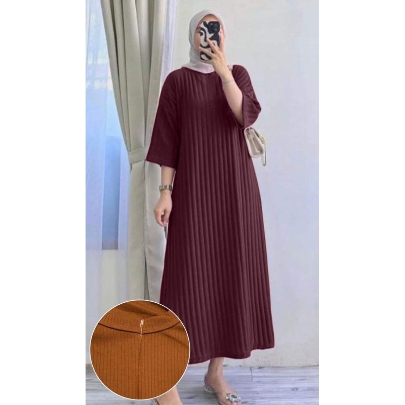 long midi,midi dress,long tunik,gamis knit,gamis long dress
