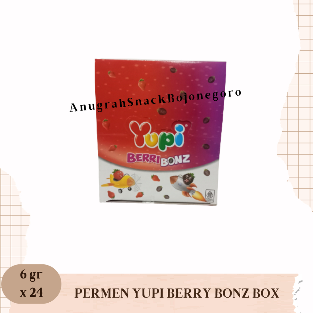 

Permen Yupi Box 6gr x 24 (Berry Bonz / Jungle Fun / Sea World / Wotaaa-Melon/ Gummy Fangs / Little Stars / Baby Bears)