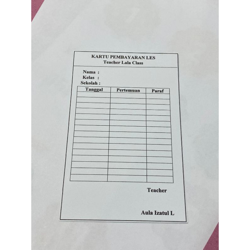 

KARTU PEMBAYARAN BIMBEL