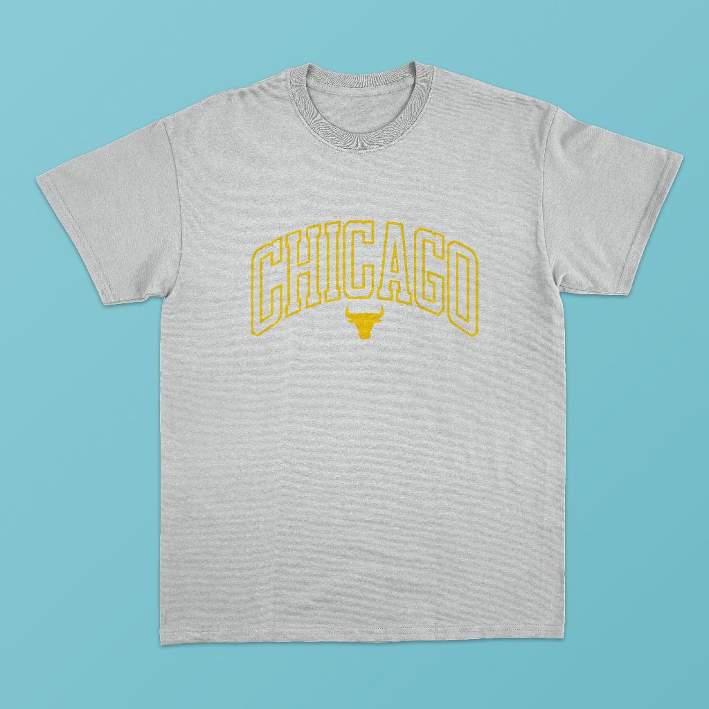Baju kaos distro Chicago Bulls gold classic logo white