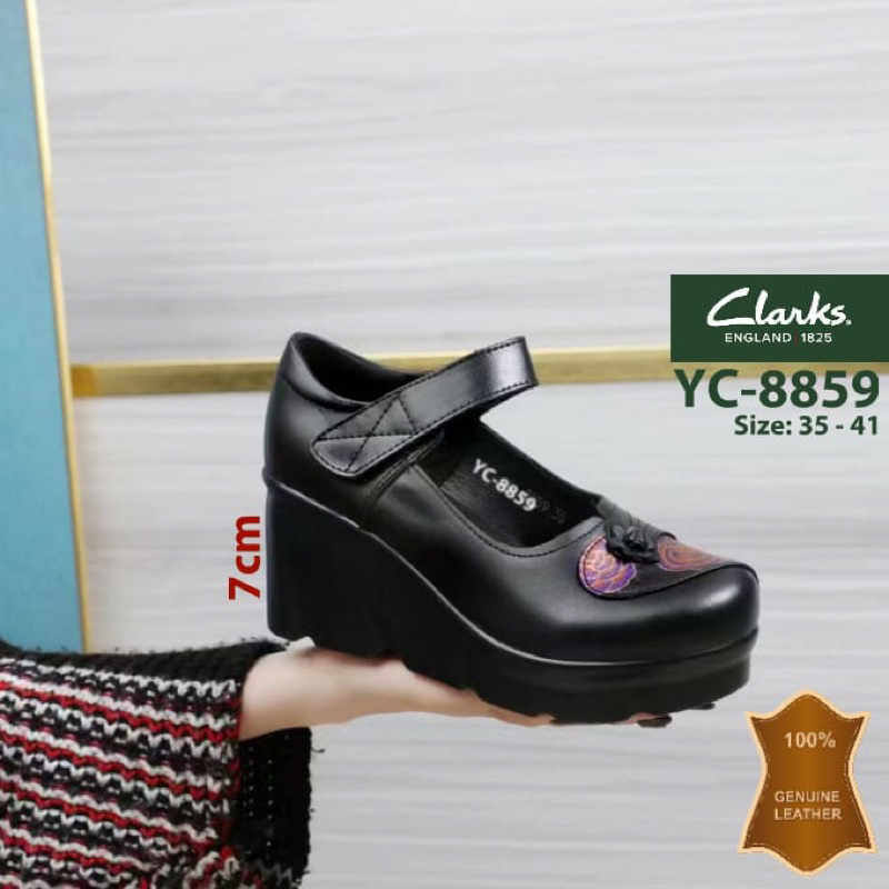 clarks YC 8859 un adorn strap flower wedges 7cm