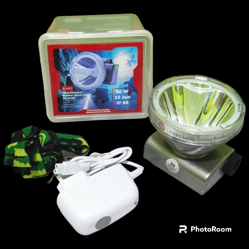 Senter Kepala Selam @aoki 80W (AK-D280), 60W (AK-D260) ll Cahaya putih ll tahan hingga 15Jam ll Bisa