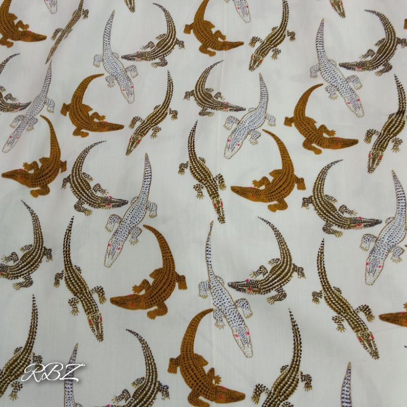 KAIN KATUN RAYON ORIGINAL PREMIUM GARMENT MOTIF BUAYA KUNING