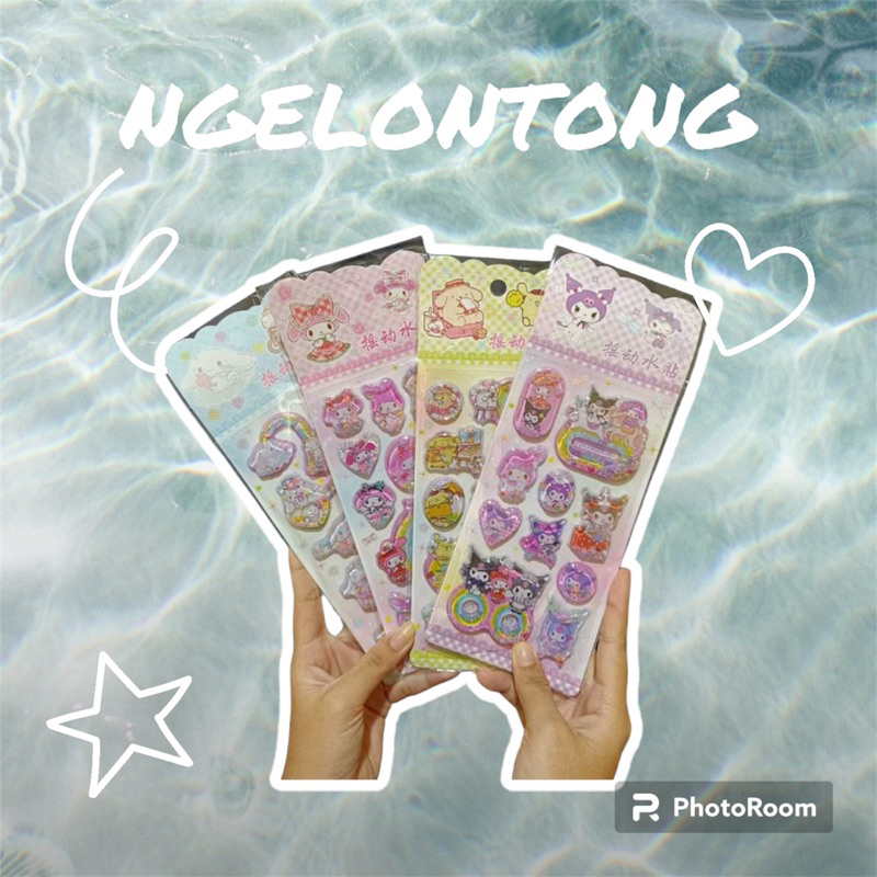 

stiker timbul sanrio hard water sticker berisi air motif kuromi melody cinamoroll pompurin lucu anak kerajinan diy scrapbook viral cute kawaii