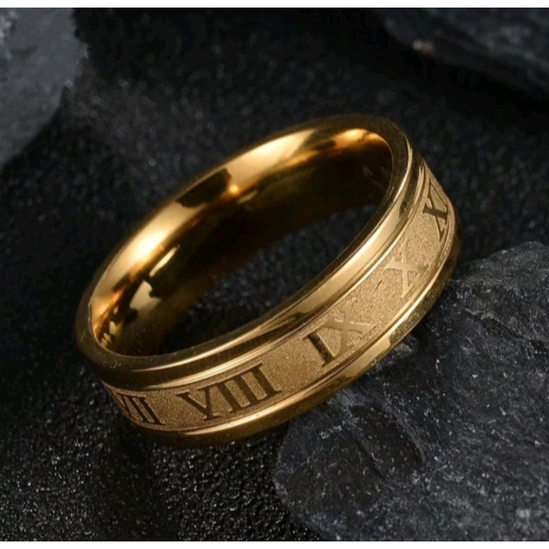 Cincin titanium keren motif angka romawi