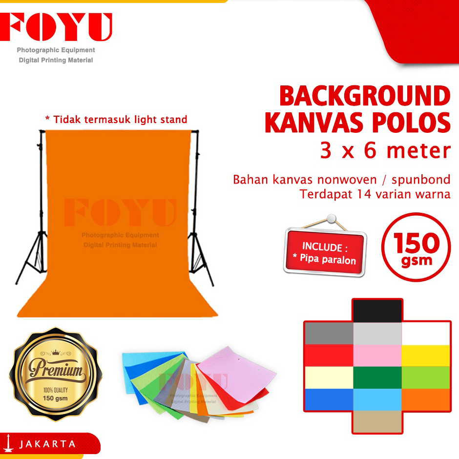 

Ready Background Kanvas Polos Golongan Warna A Uk. 3x6 Mtr Produk