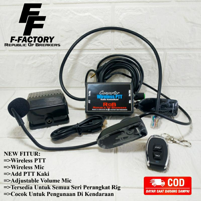 Converter Wireless Mic Wireless PTT buat Radio Komunikasi Rig.