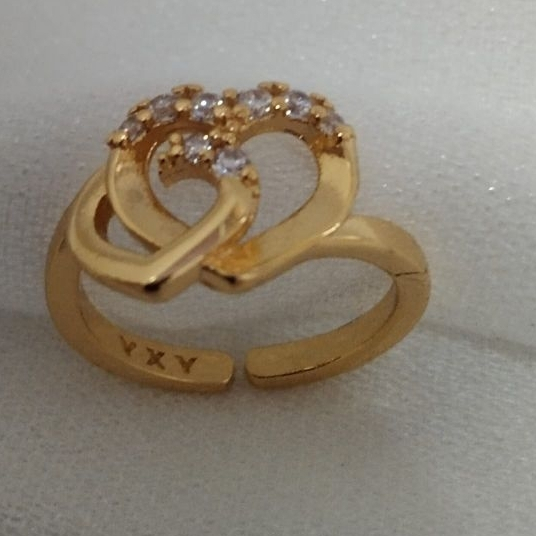 Cincin Anak Titanium Berlapis Emas Motif Love Anti Karat