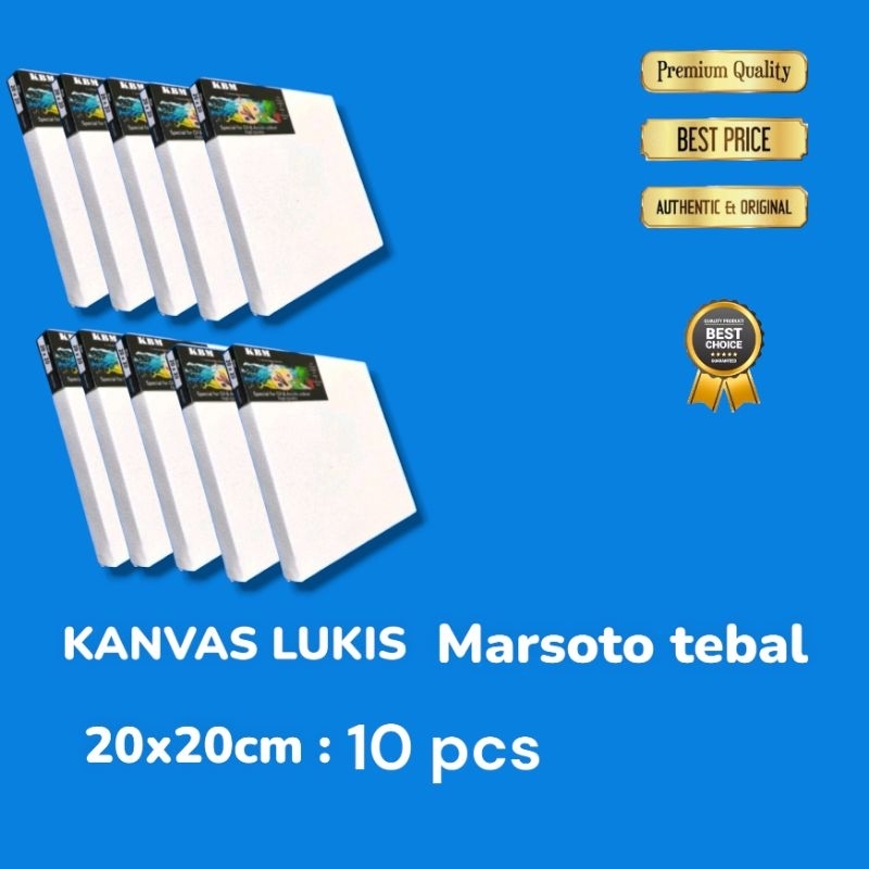 

RK KANVAS LUKIS 20x20 CM( PAKET ISI 10 PCS)/CANVAS LUKIS HALUS/KANVAS MARSOTO TEBAL