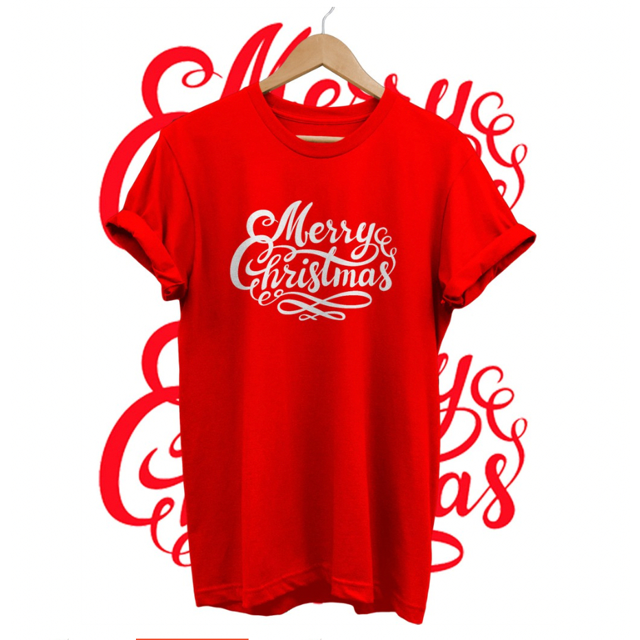 KAOS NATAL MERRY CHRISTMAS TULISAN - Baju Kaos Keluarga Family Couple Natal 2023 FREE NAMA MURAH