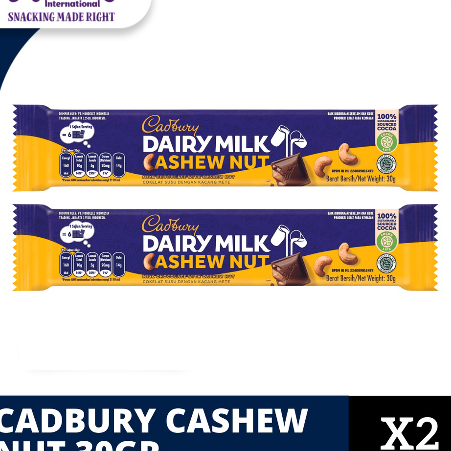 

Dijual Murah Cadbury Cashew Nut 30Gr - twinpack Ready