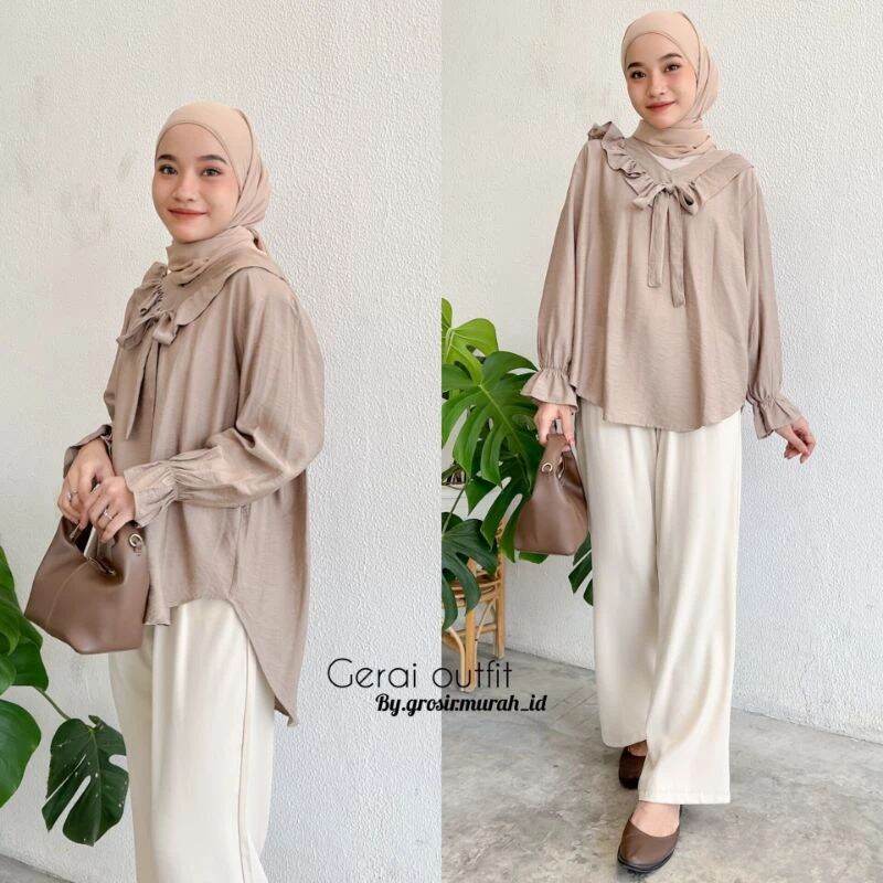 Outfit Baju Atasan Wanita Remaja Korean Style Jumbo Ld 120 Bigsize Crinkle Airflow Premium Import
