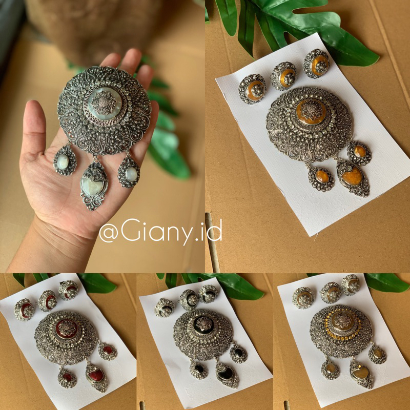 Set Bros Indira Perak Bakar/ Aksesoris Bali Alpaka