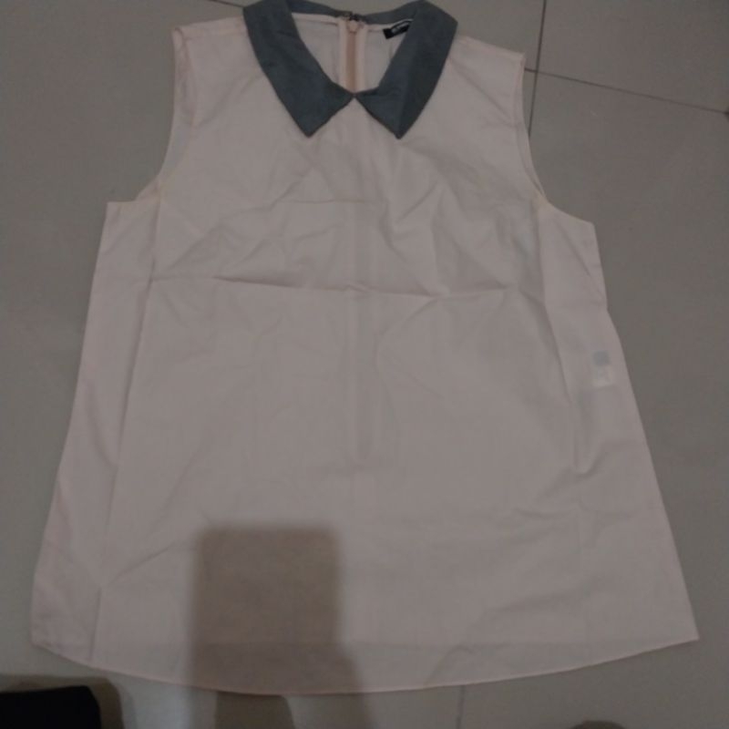 JILL SANDER NAVY pink grey poplin cotton top