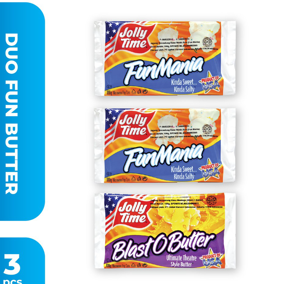 

Harga Termurah Jolly Time - Paket Duo Fun Butter (2FM, 1BOB) - Mircowave Popcorn Kirim Langsung