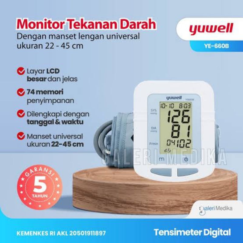Tensimeter Digital Yuwell YE660B Alat Cek Tekanan Darah Tensi Digital