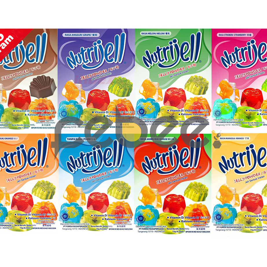 

☇✯✱ [15g] Agar Agar Nutrijell Nutrijel Jelly Powder Aneka Varian Rasa