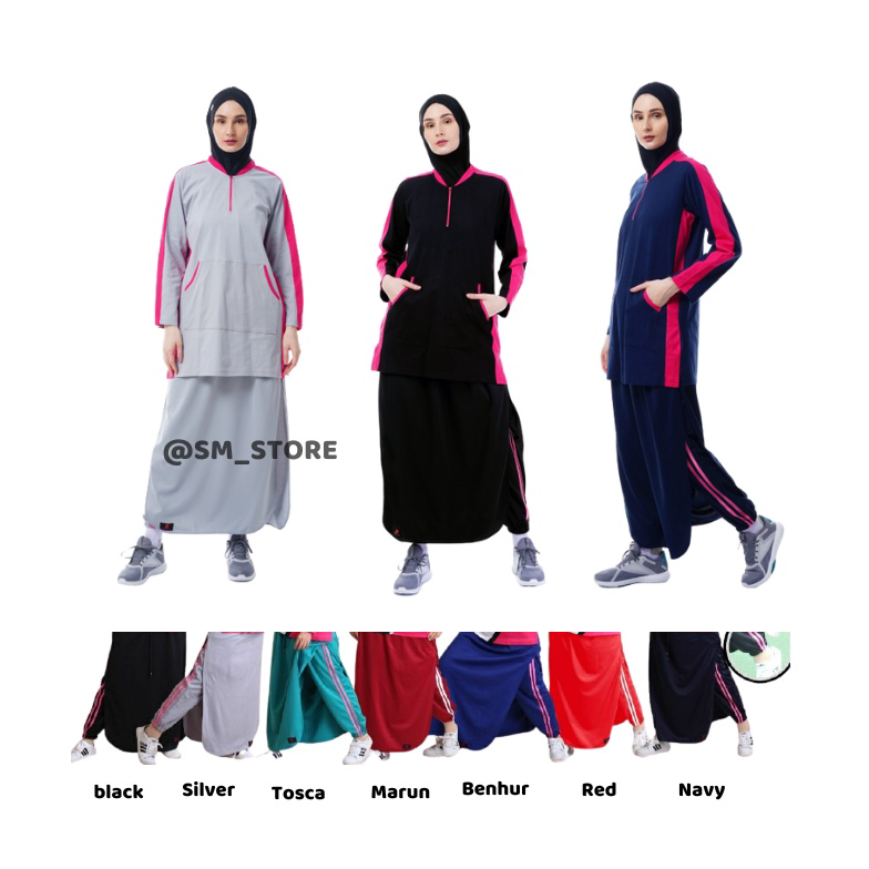 ☛ Sambut promo (BISA COD ) 1 SET Rocella Rok Celana Training | Setelan Rok Celana Olahraga dan Baju Olahraga Wanita Muslimah Serba Murah