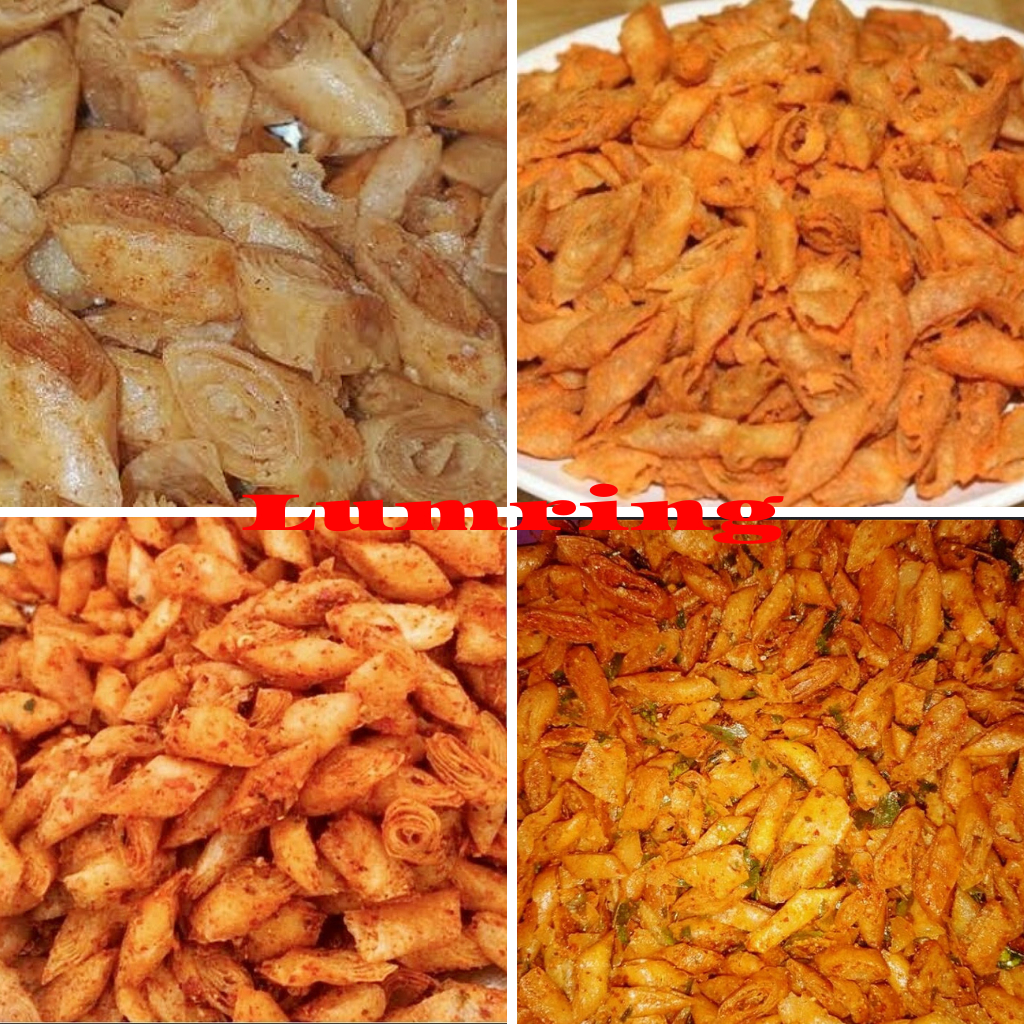 

Cemilan Pedas / lumring / kulit lumpia goreng / lumpia crispy / popiah / pedas / pedas daun jeruk / Balado / cemilan / 50gr / 70 gr