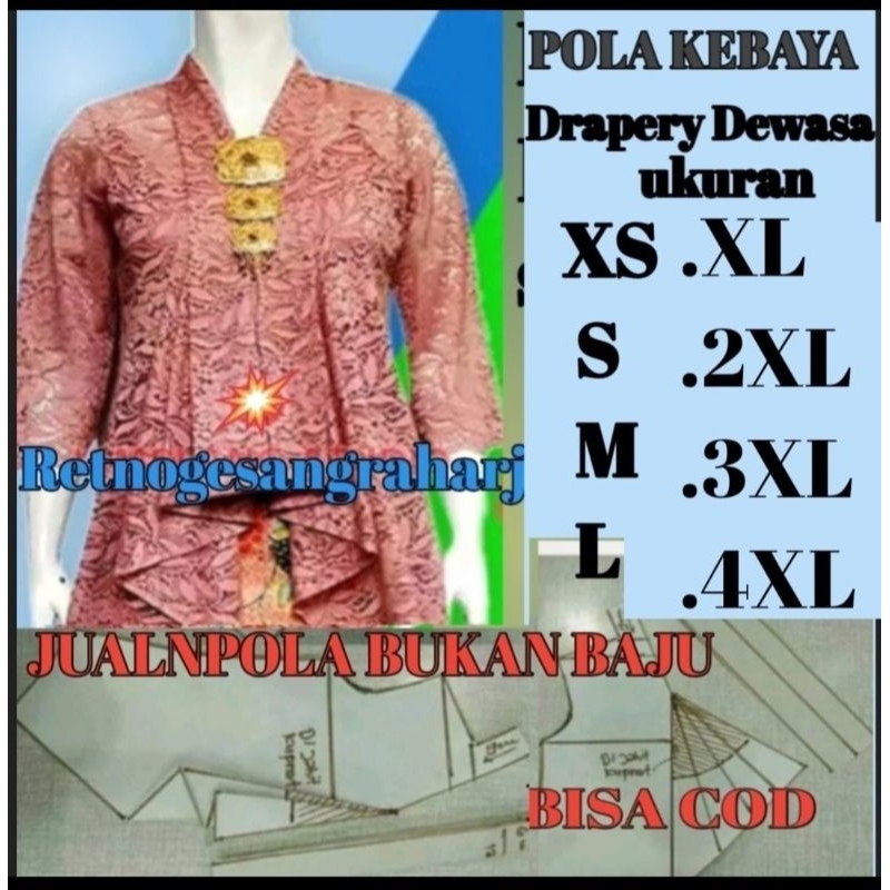 Pola Instan Kebaya Draperiy /pola kebaya