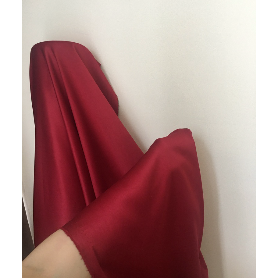 TCCS9963 TERMURAH Kain Satin Velvet Premium Warna Merah Maroon Bahan Seragaman bahan Furing Bisa unt