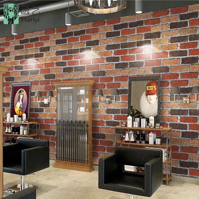 Wallpaper Sticker Dinding Batu Bata Merah Kombinasi Dekorasi Dinding Ruang Tamu Kamar Tidur Mewah El