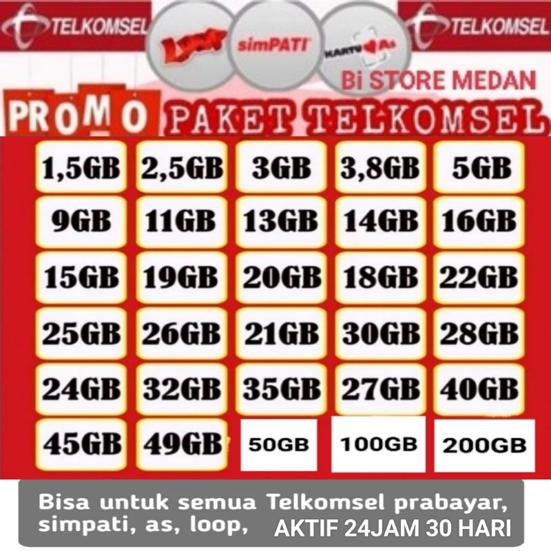 PAKET DATA COMBO SAKTI TELKOMSEL AS LOOP 24JAM 30HARI TERMURAH