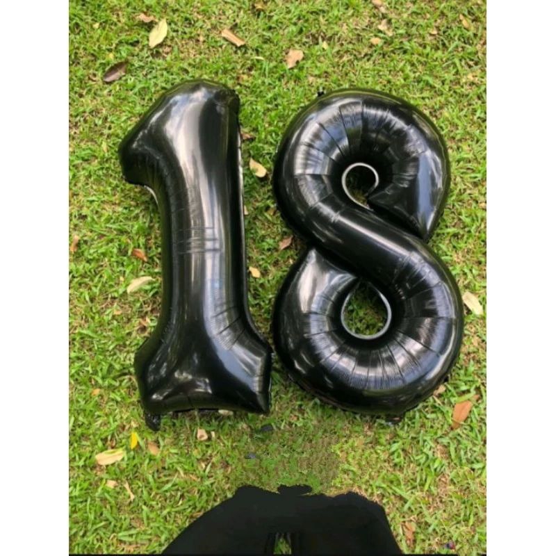 Balon Foil Angka JUMBO 100 cm HITAM / BLACK