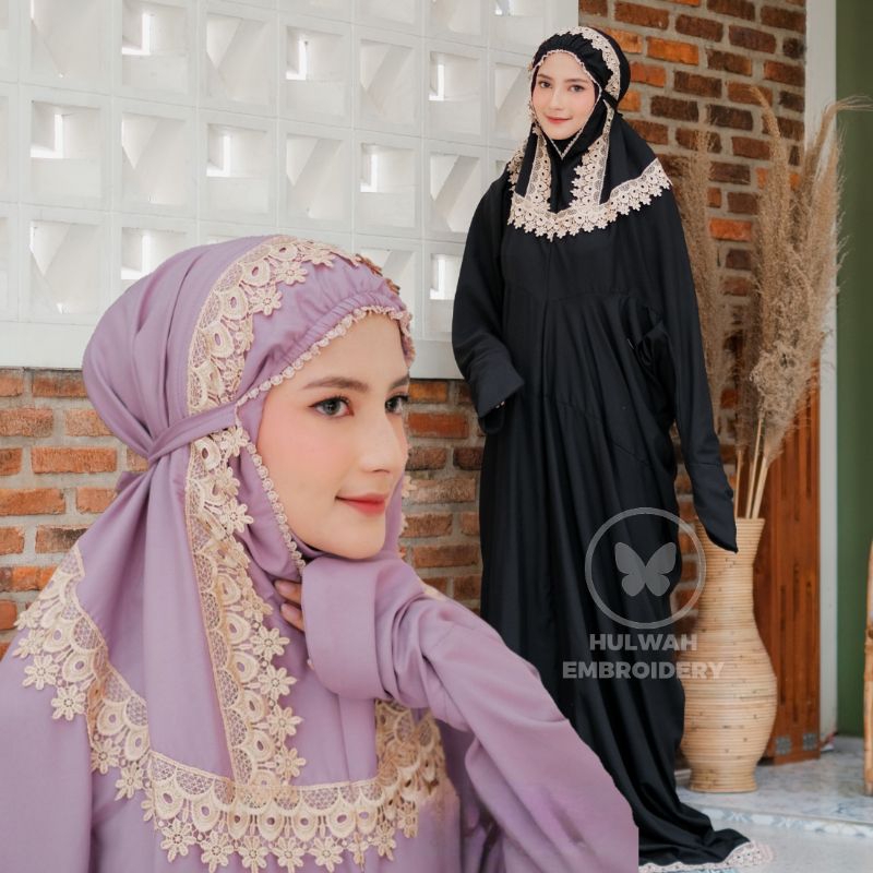 Mukena Terusan Panjang Katun Polos Renda Cantik Model Simple Tapi Mewah Mukenah Terusan Muslim Kain 