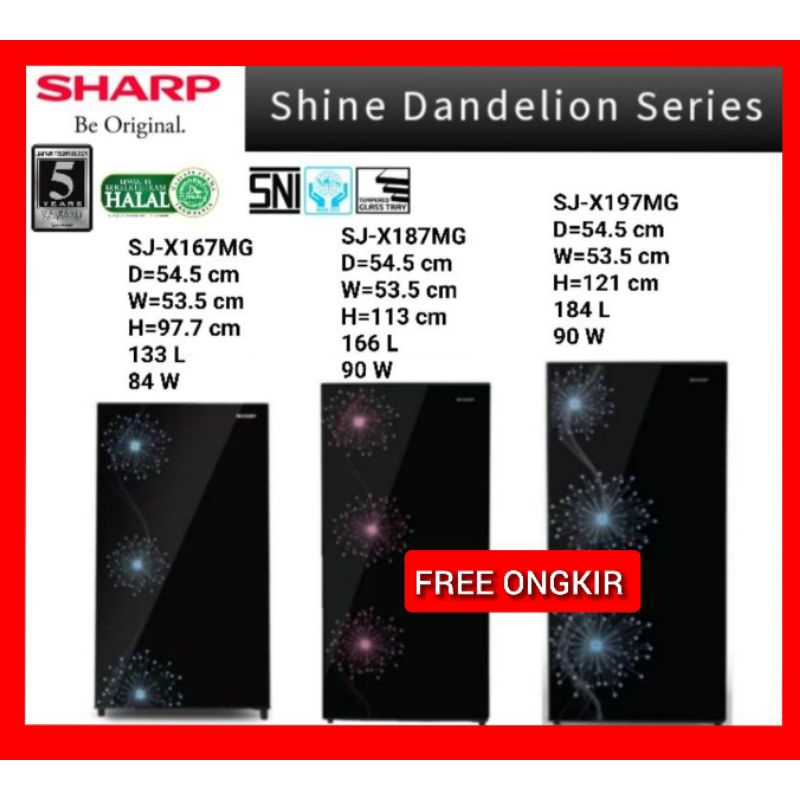 KULKAS 1 PINTU SHARP SJX 167 SJX 187 SJX 197 ORIGINAL