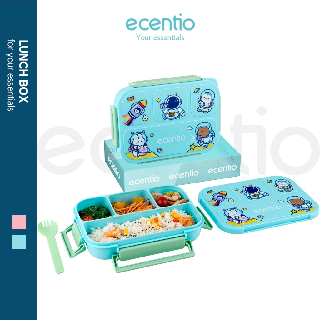 	 【10K Voucher】ecentio lunch box anak anak sekolah 1000ml 4 Skat Kotak Makan Tempat Makan bayi BPA FREE	