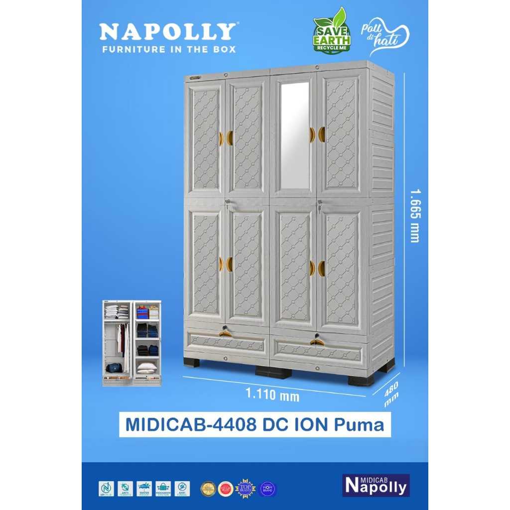 LEMARI PLASTIK NAPOLLY JUMBO GANTUNGAN  PINTU + LACI NAPOLLY