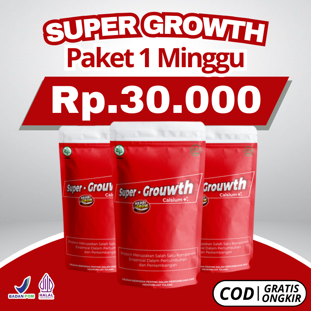 

Super Growth- Susu Peninggi Badan Susu Kambing Etawa Tinggi Kalsium Halal BPOM
