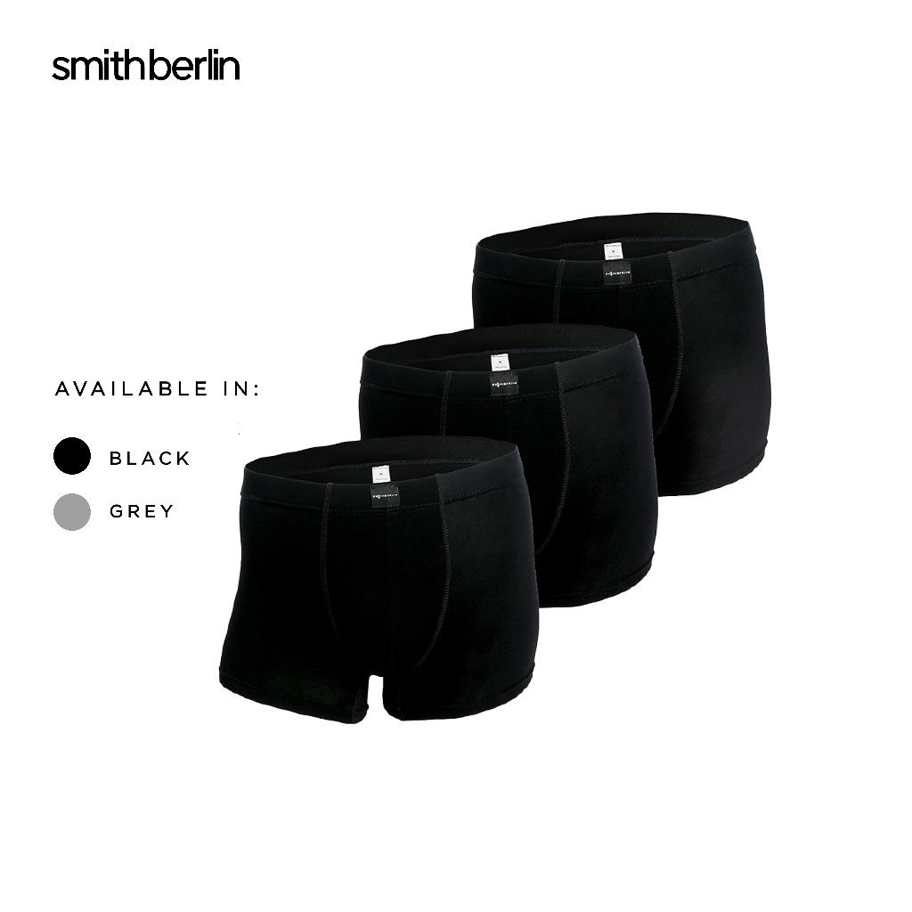 Smith Berlin Celana Dalam Pria Boxer Hugo isi 3 Basic Rayon Spandex Semi-Stretch Boxer Polos Adem