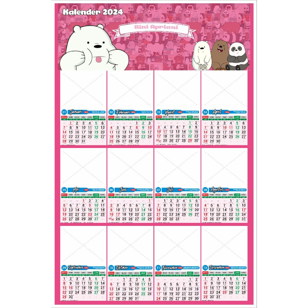 

KALENDER 2024 PANDA & BEAR ISI 12 FOTO CUSTOM
