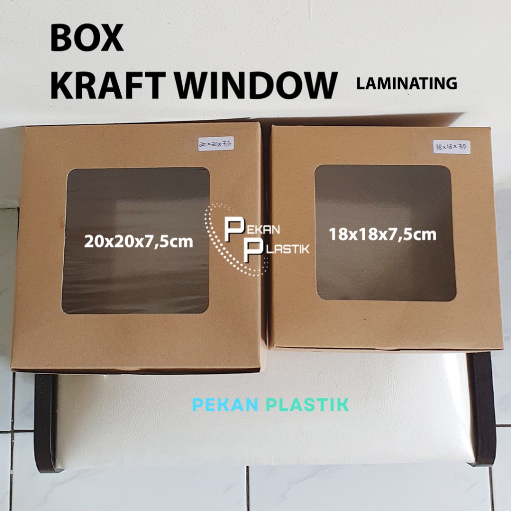 10 pcs Box Kraft + Windows  | Kotak Nasi Dengan Kaca Mika | Dus Kemasan Makanan Coklat Dengan Mika T