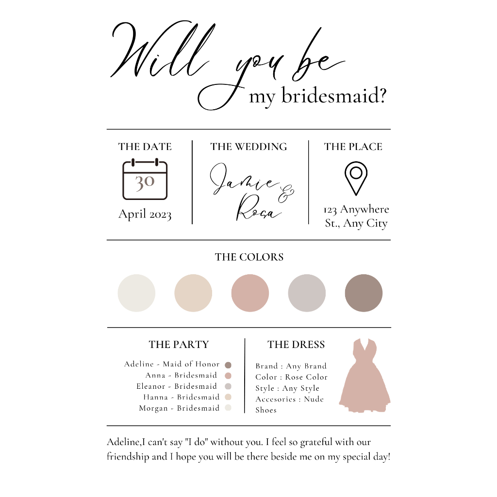 

bridesmaid card | jasa desain | cetak atau digital