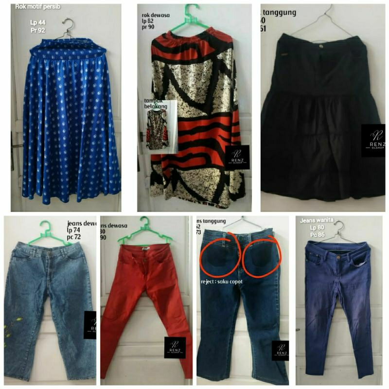 Rok wanita preloved / celana wanita preloved / jeans wanita bekas / celana jeans