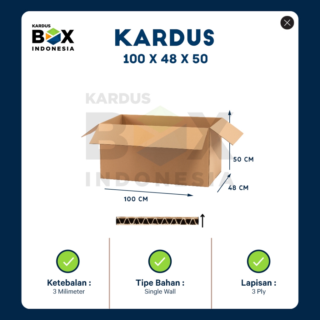 

Packing Kardus Karton Box Pindahan 100cm x 48cm x 50cm Box Polos